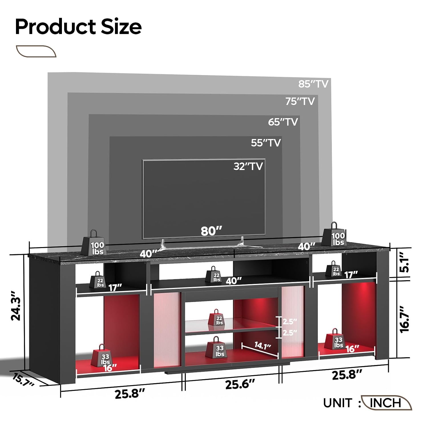 Meuble TV 80 pouces, centre de - Gaming Console Tv Stand avis et prix