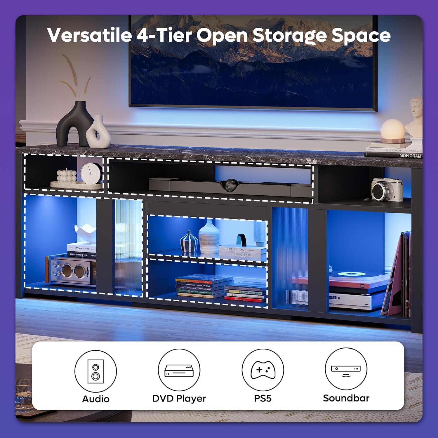 Meuble TV 80 pouces, centre de - Gaming Console Tv Stand avis et prix