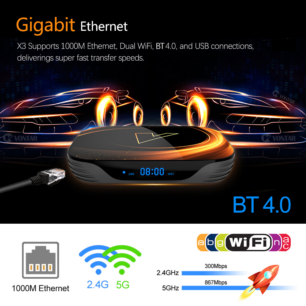 VONTAR X3 4GB 32GB 8K TV BOX A - Gaming Console Tv Stand avis et prix