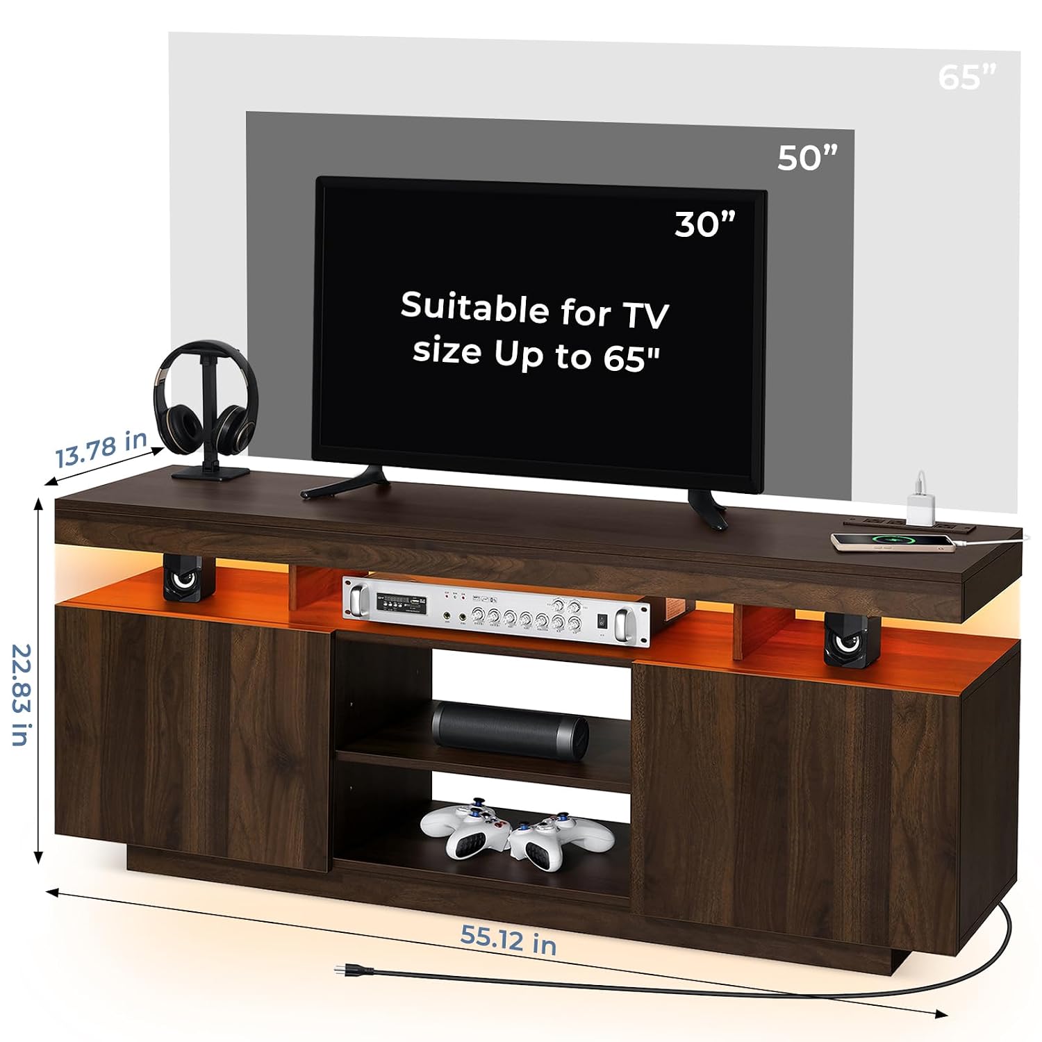 Meuble TV LED avec prises de c - Gaming Console Tv Stand avis et prix