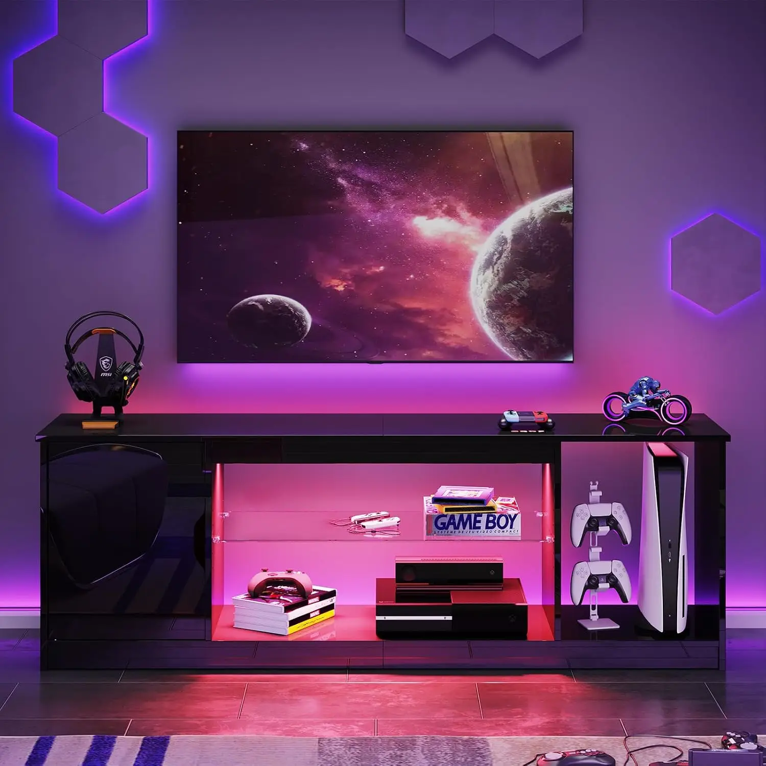 Console multimédia noire brill - Gaming Console Tv Stand avis et prix